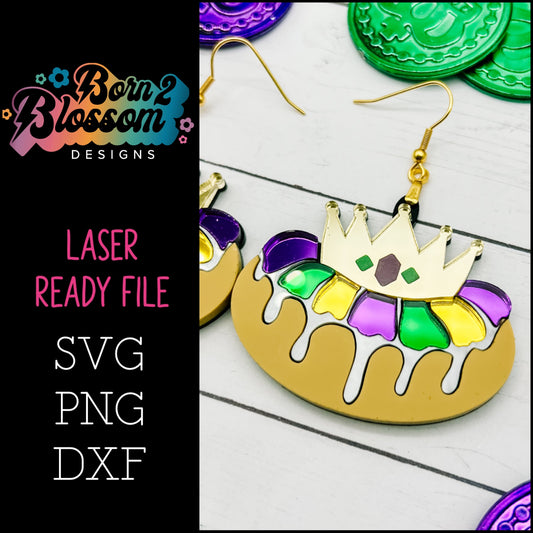 Mardi Gras King Cake Earring File